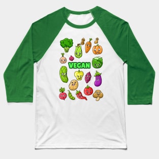 VEGAN FOOD CARTOON Baseball T-Shirt